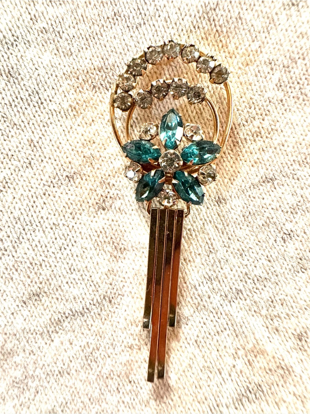 Vintage 60s Scitarelli brooch/pendant 14k gold plate with Austrian crystals
